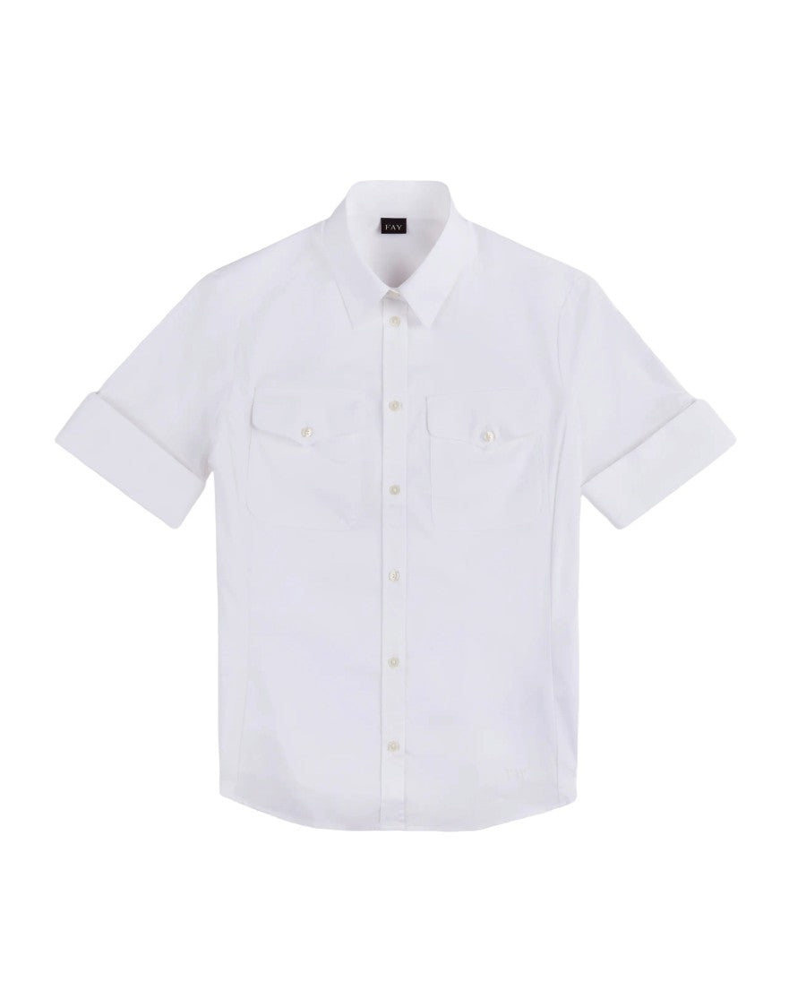 Fay Tailored Short-Sleeved Shirt With Classic Collar