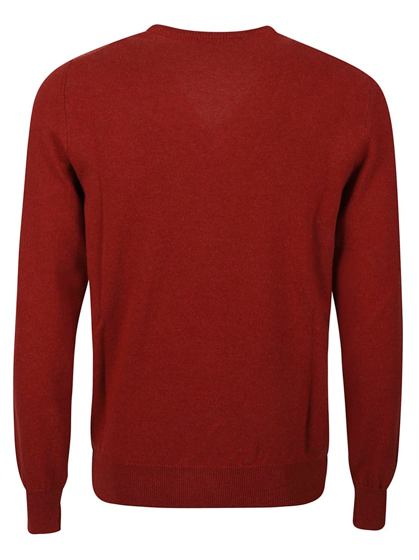 Piacenza Cashmere Pure Cashmere V-Neck Sweater With Ribbed Cuffs