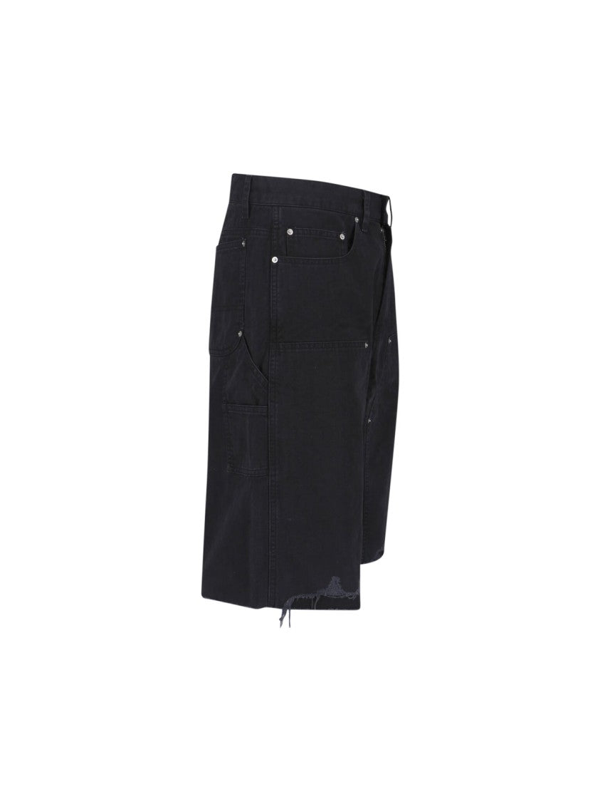 Tonywack Black Cotton Denim Cargo Shorts