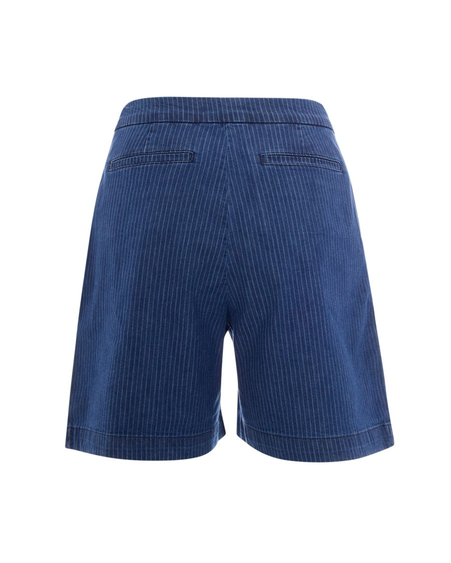 Sessùn Bermuda Shorts In Denim Twill With Jewel Button