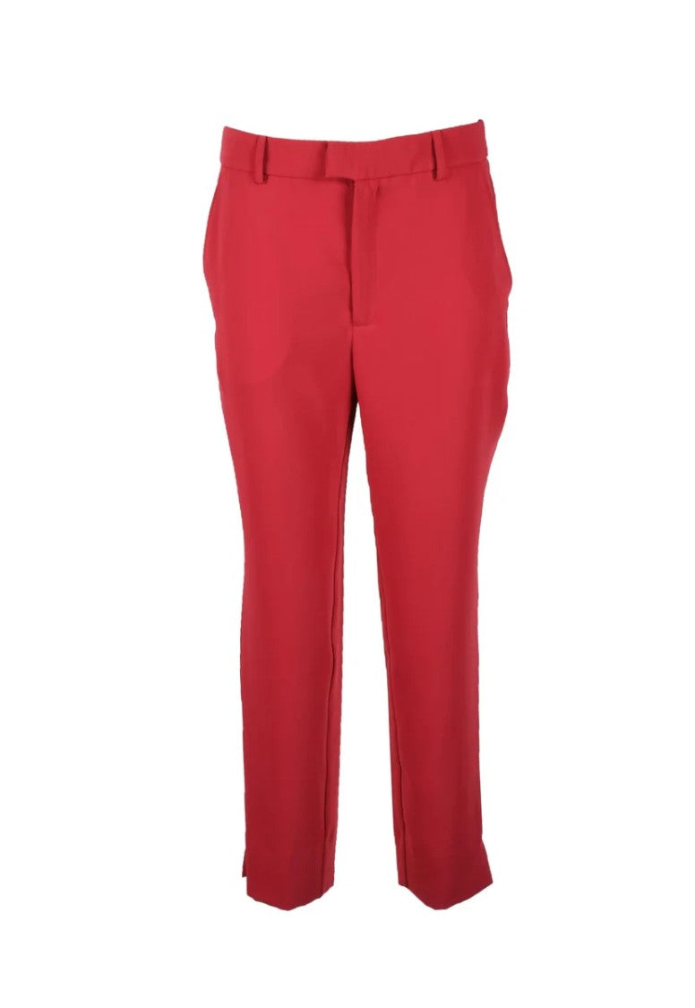 Semi Couture Tailored Red Trousers With Smooth Polyester Finish
