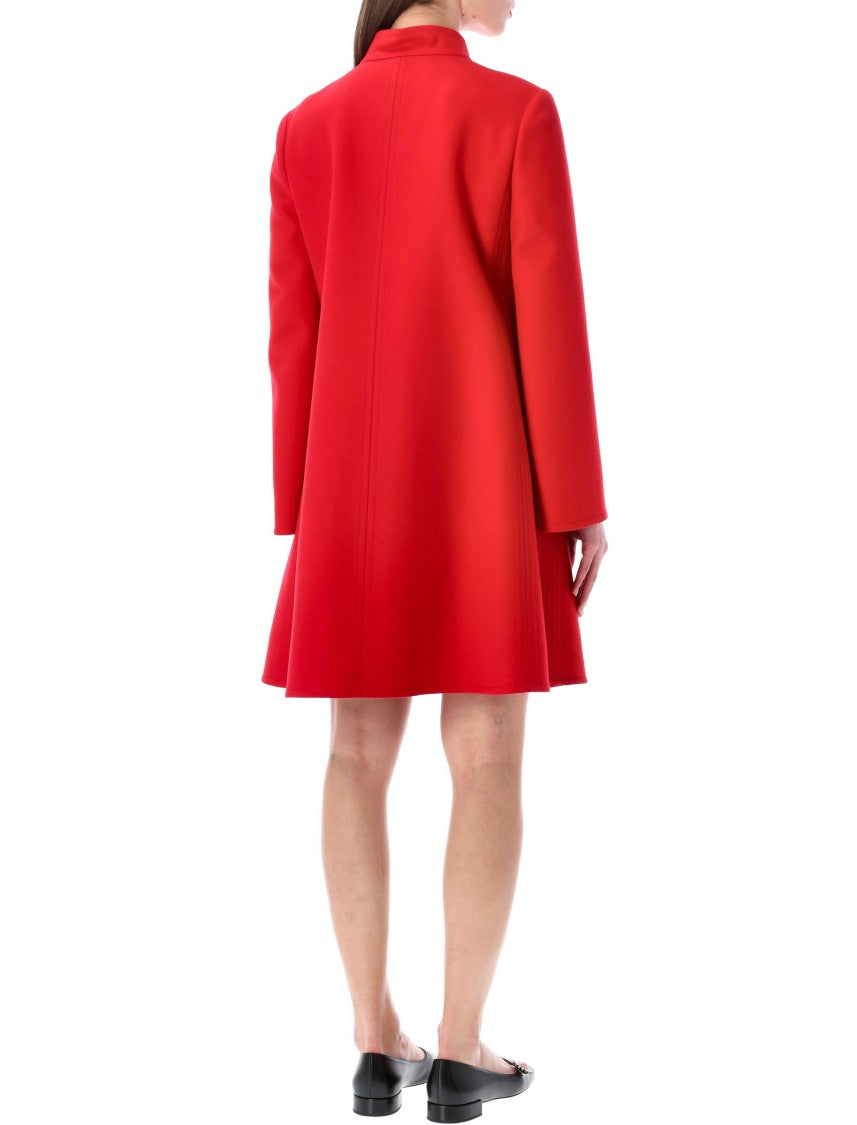 Valentino Garavani Drap Compact Monopetto Vlogo Wool Coat