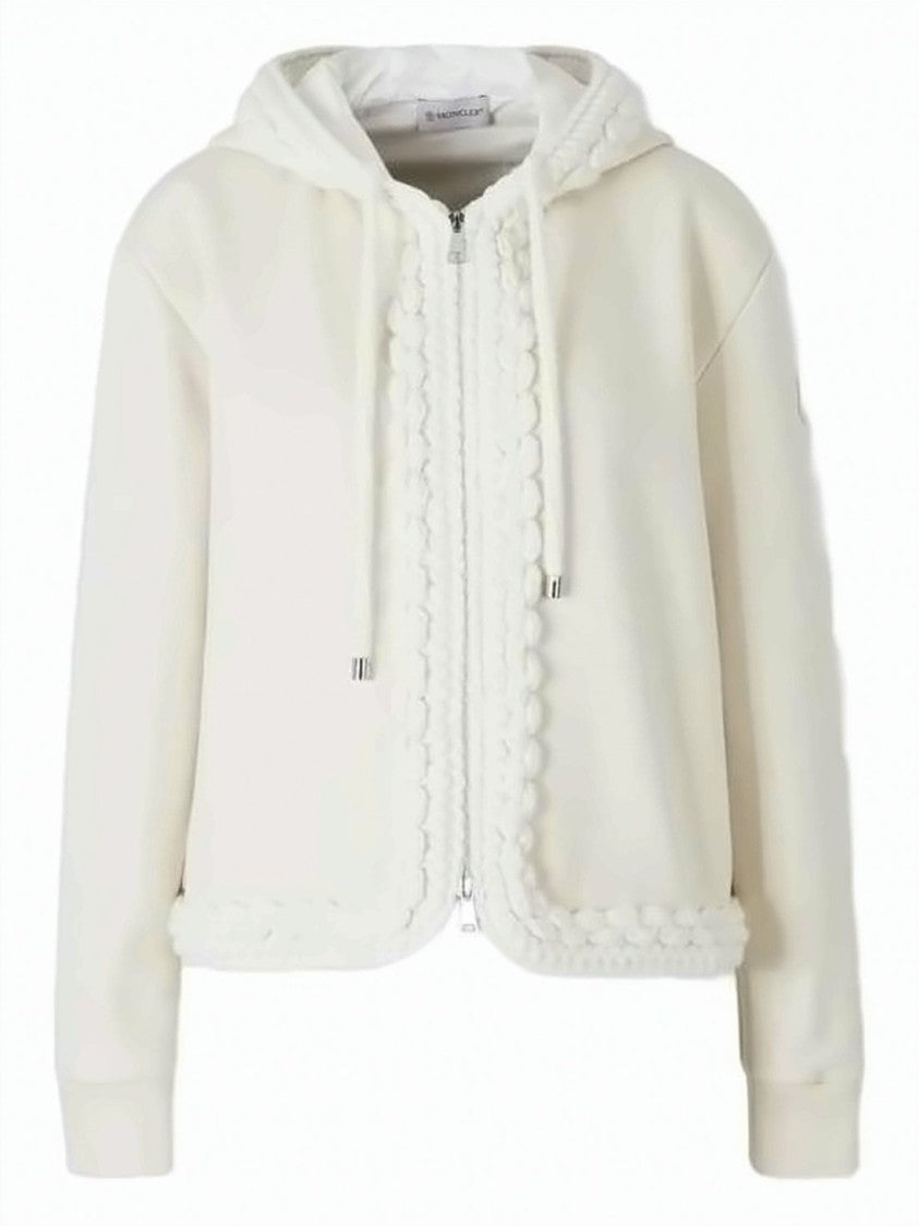 Moncler Hooded Zip-Up Sweatshirt With Braided Trim