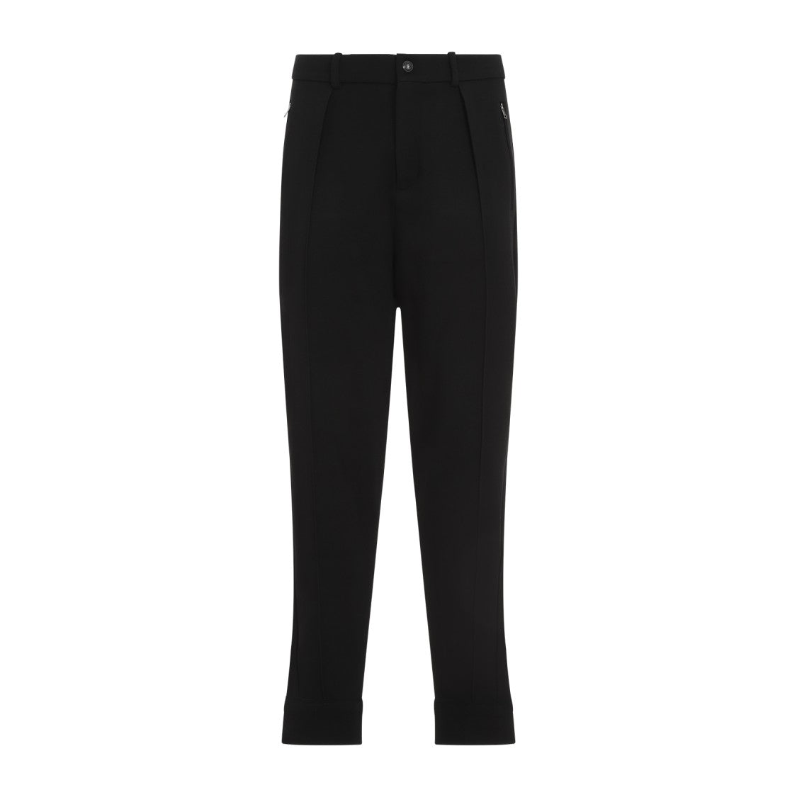 Ralph Lauren X Purple Label Tailored Black Trousers With Pleats And Buttoned Pockets