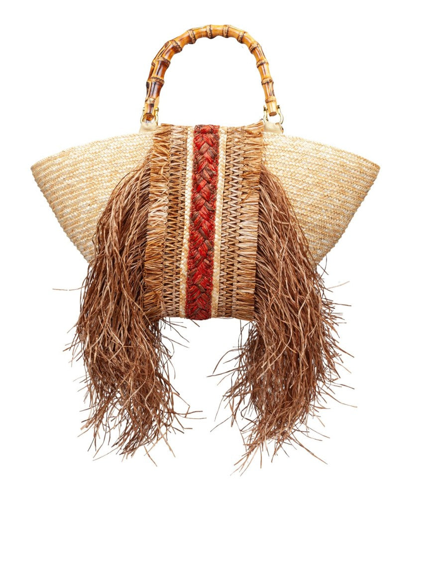 La Milanesa Orizzonte I Straw Shopping Bag With Fringes