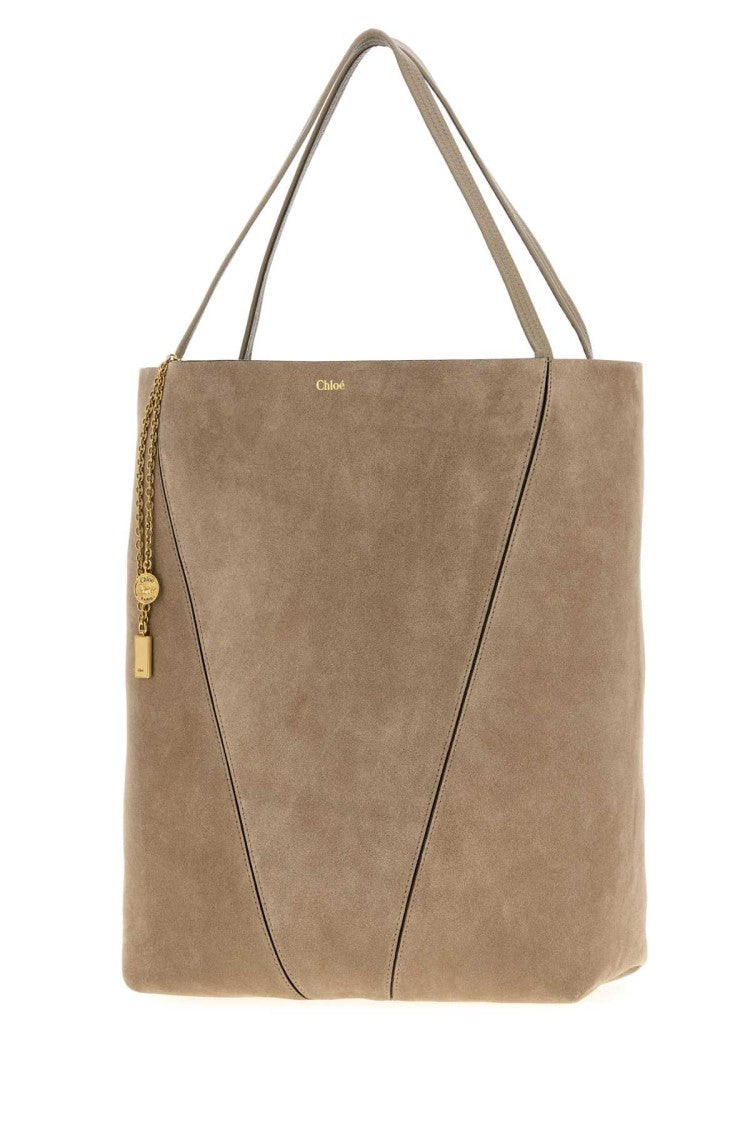 Chloé Spacious Dove Grey Suede Chloé Spin Shopping Bag