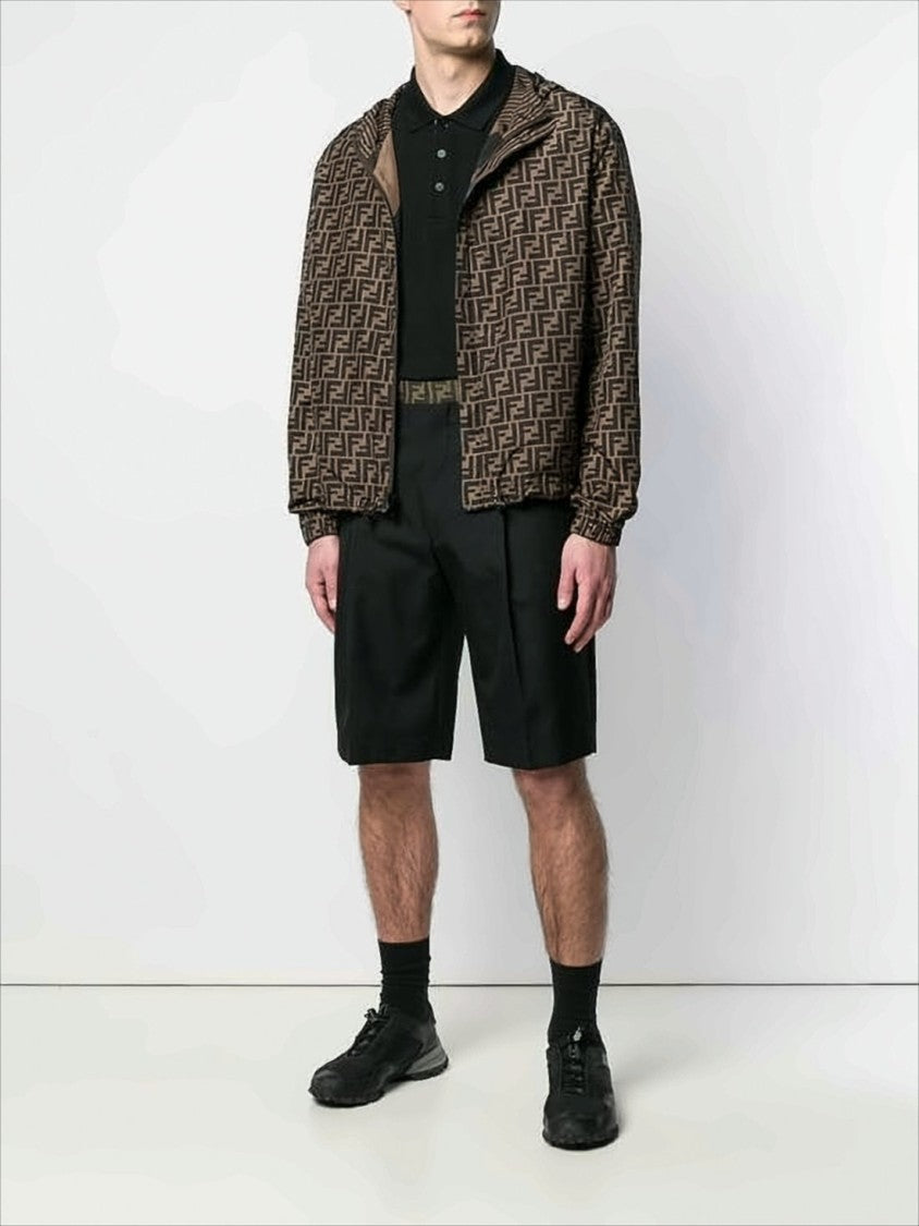 Fendi Cropped Jacket With Bold Diagonal Stripe Pattern