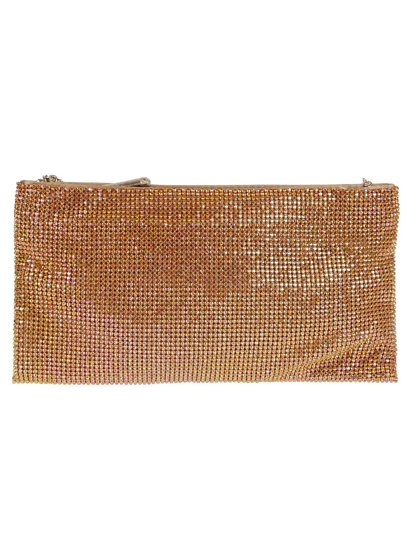 Benedetta Bruzziches Rhinestone Mesh Clutch With Silk Satin Lining