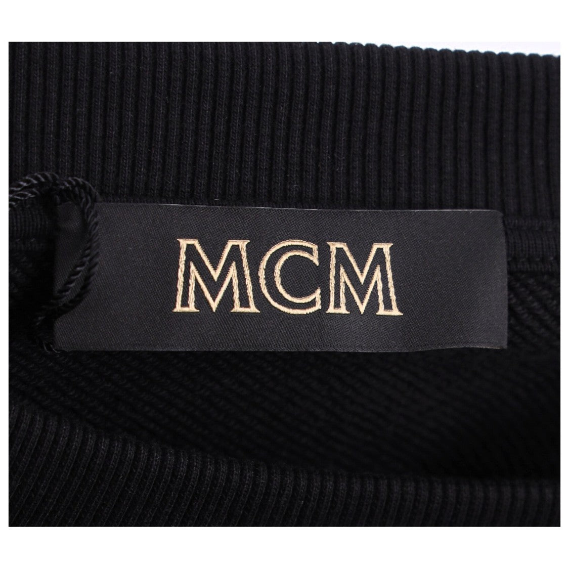 Mcm Monogram Embroidered Black Sweatshirt With Crew Neck And Banded Details