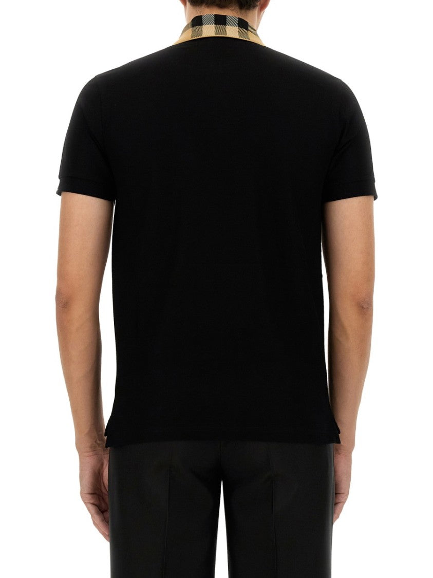 Burberry Cotton Plaid Collar Polo Shirt