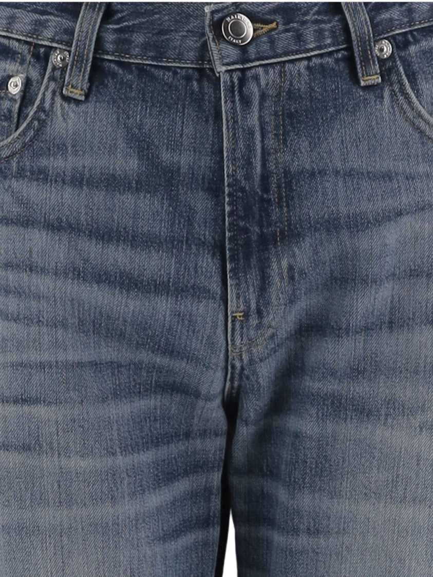 Haikure Washed Denim Jeans With Classic Five-Pocket Design And Flared Silhouette