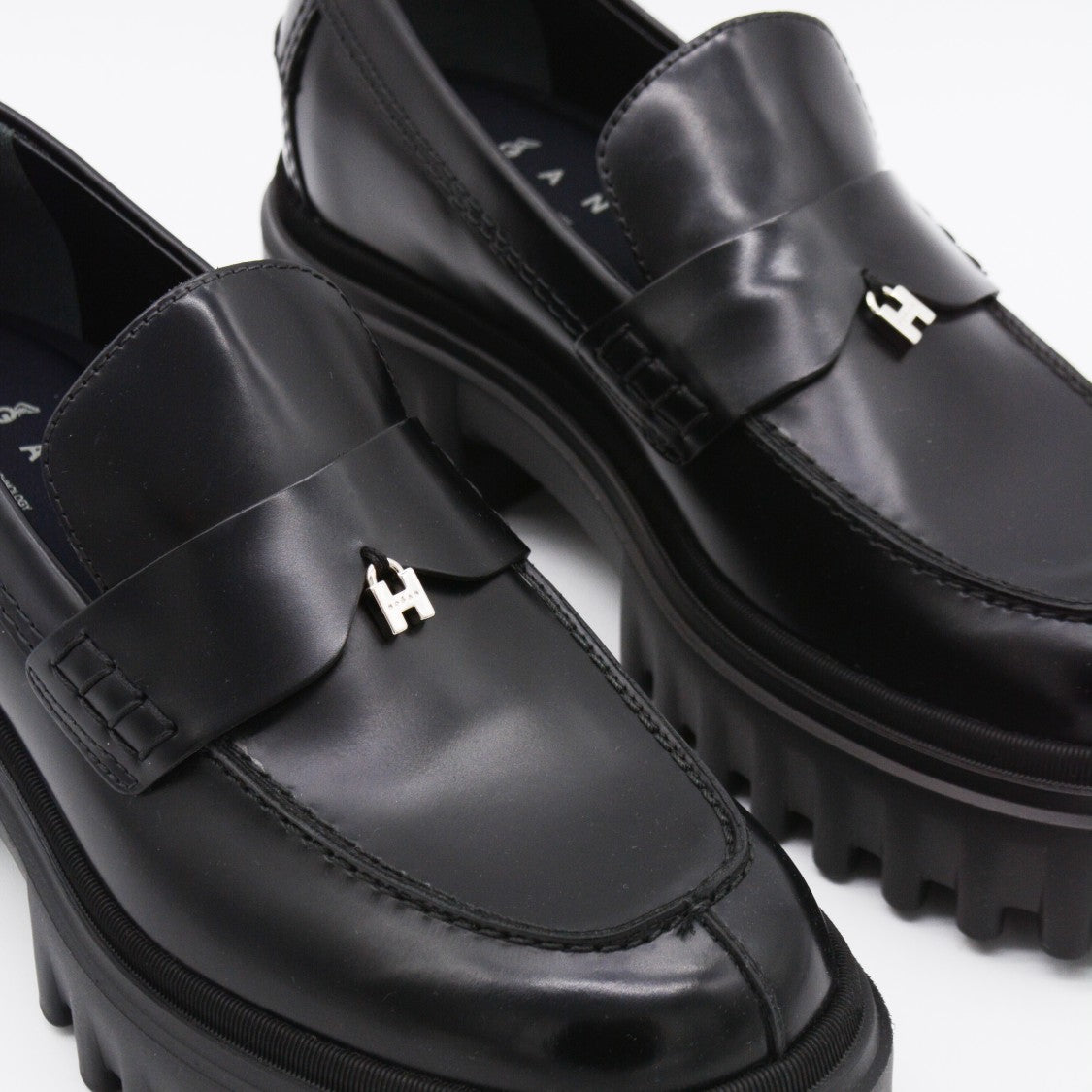 Hogan Black Leather Loafers