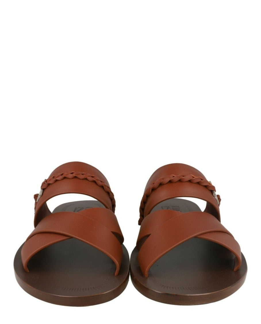 Ferragamo Giotto Leather Sandals With Braided Gancini Detail
