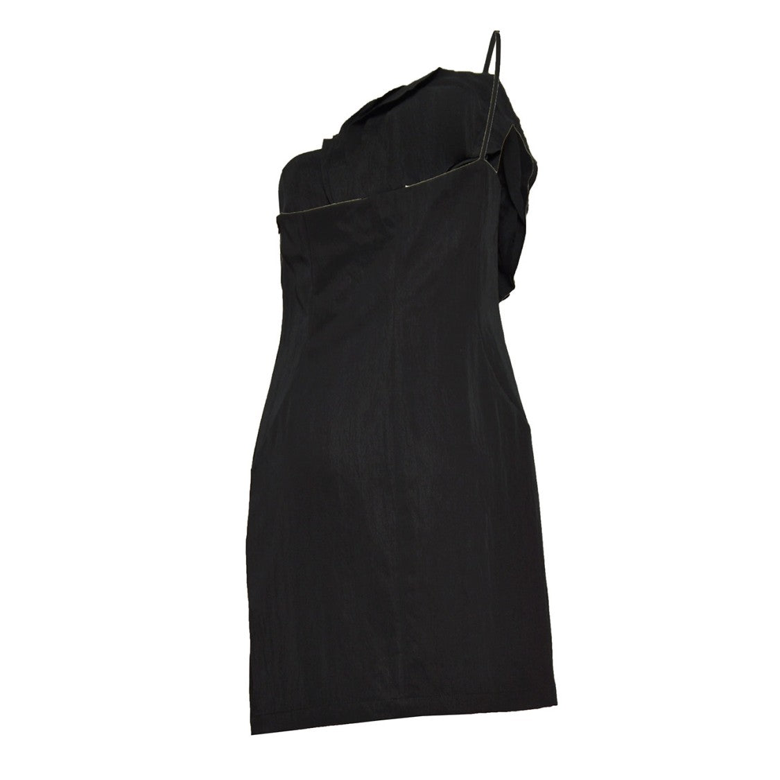 Blumarine Black Viscose Short Dress With Maxi Flower