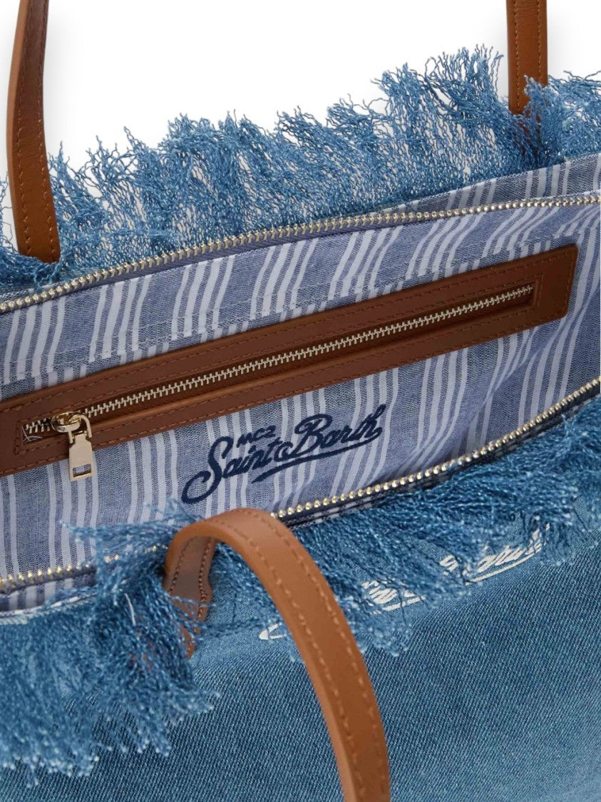 Mc2 Saint Barth Denim Blue Fringe Sangallo Bag