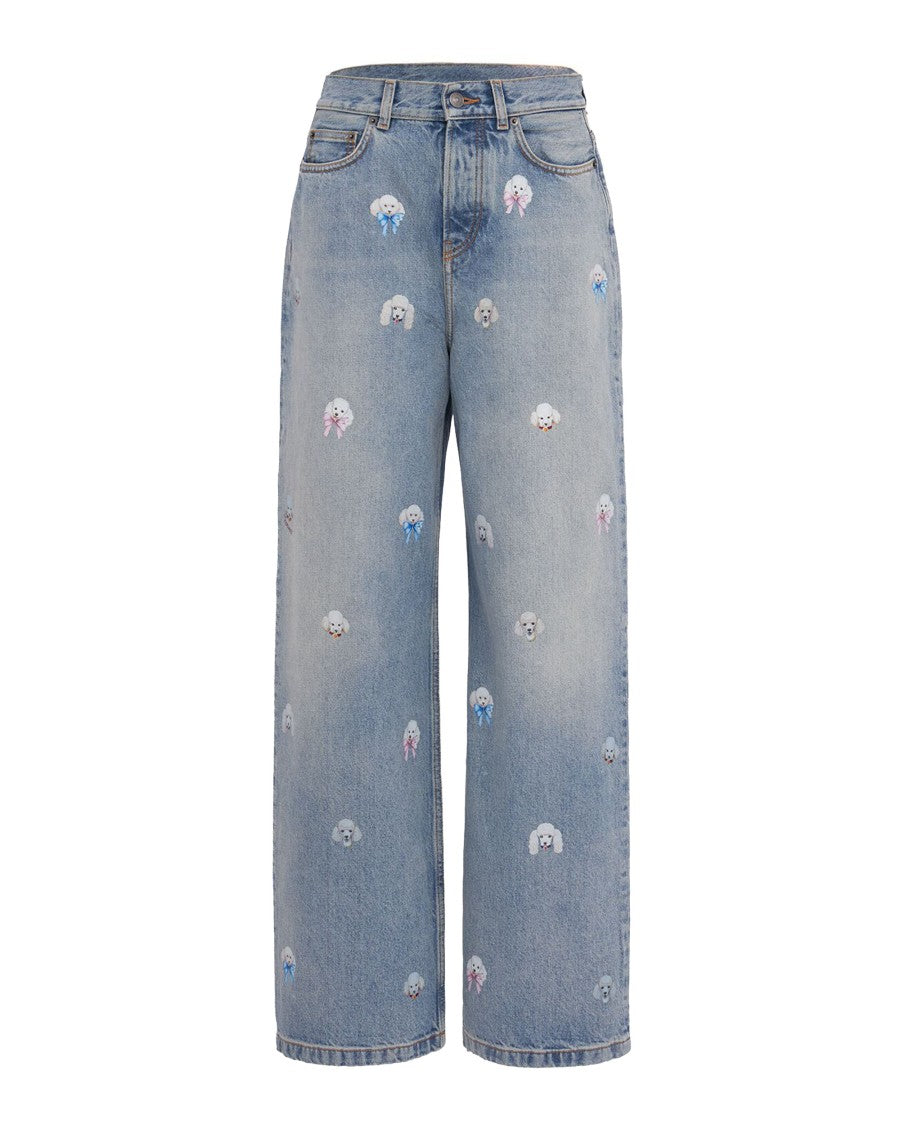 Fiorucci Baggy Jeans With Playful Poodle Print