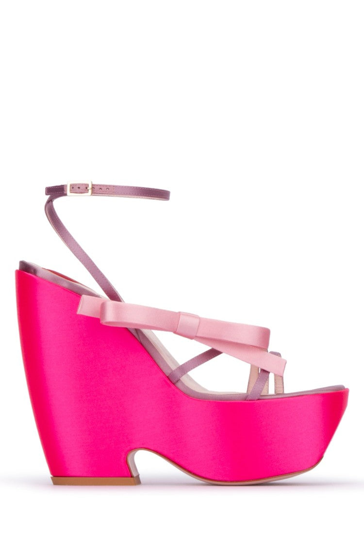 Roger Vivier Bold Platform Wedge Sandals With Charming Bow Detail