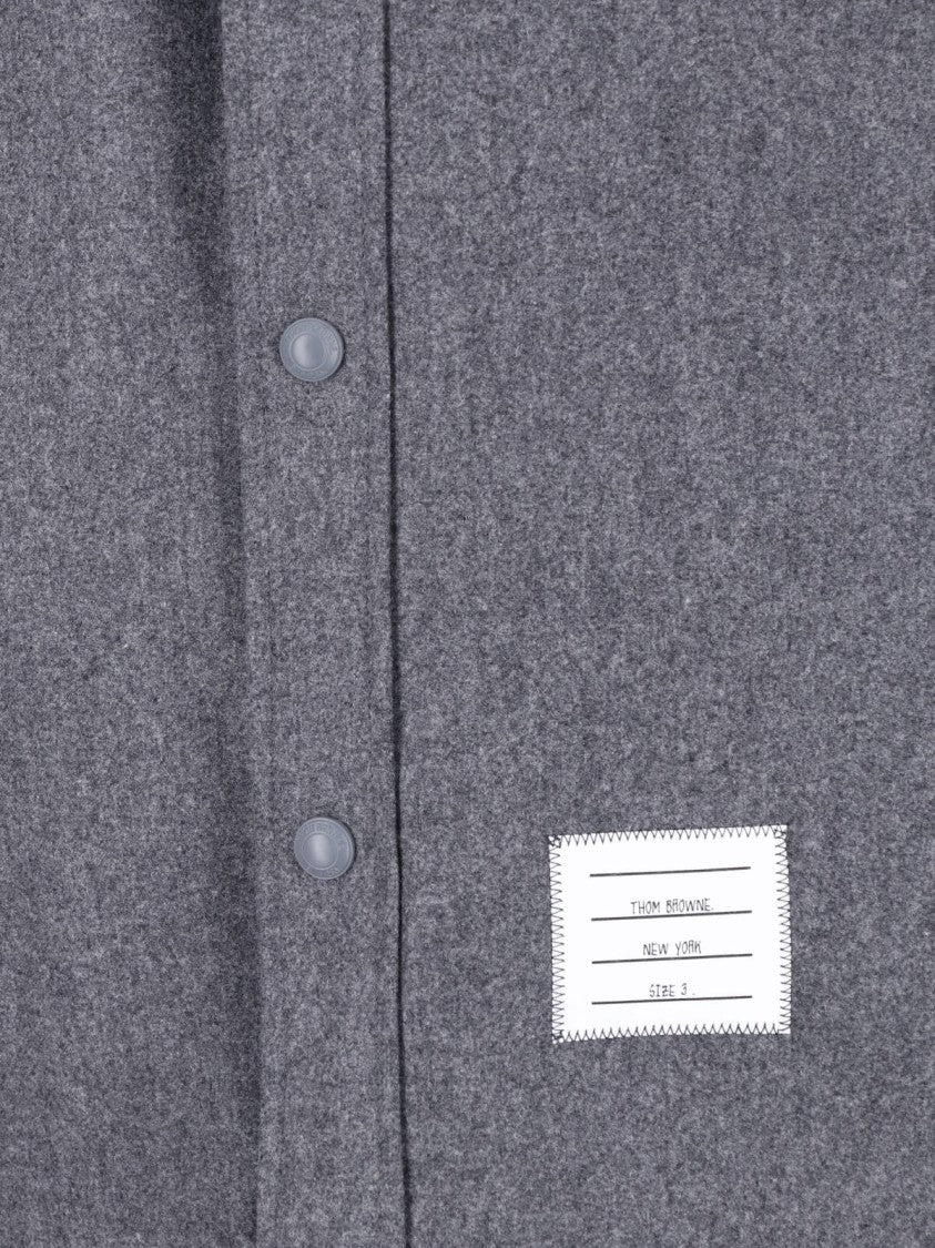 Thom Browne Grey 4-Bar Wool Flannel Shirt