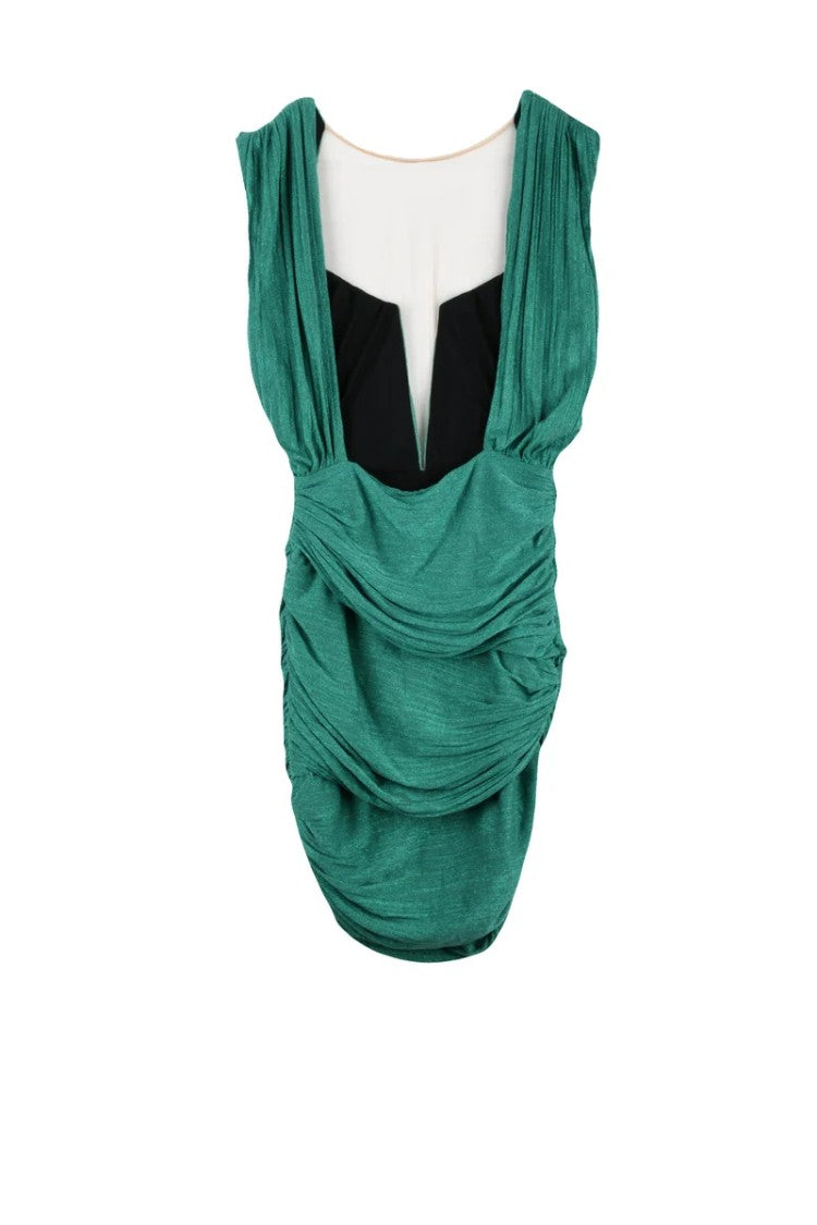 Elisabetta Franchi Lamé Mini Dress - Green