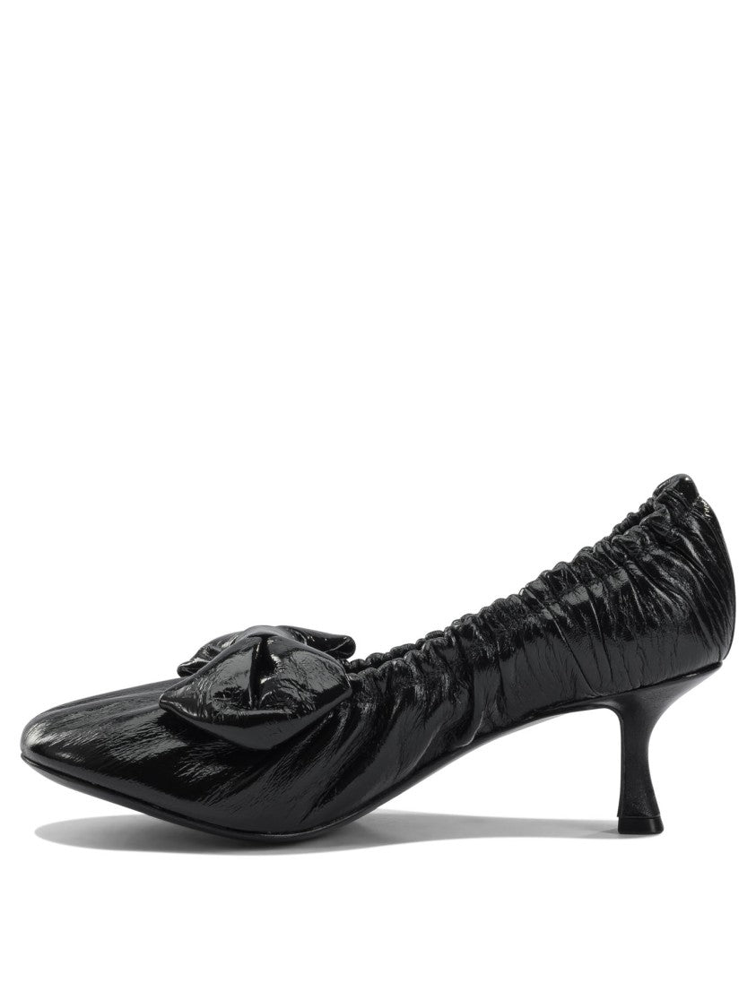 Acne Studios Glossy Black Heeled Shoes With Ruched Details