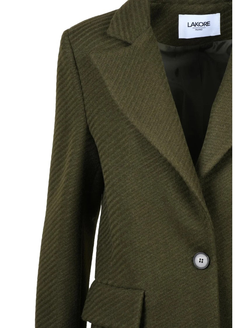 Lakore Green Fitted Wool-Blend Coat
