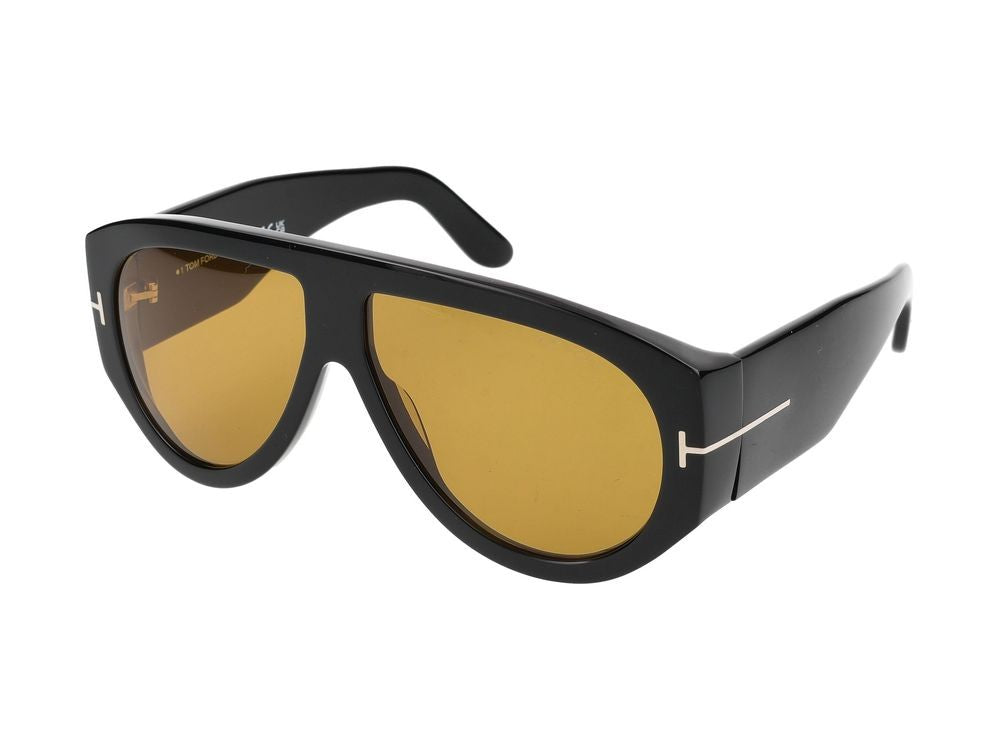 Tom Ford Oversized Aviator Sunglasses With Glossy Black Finish Ft1044 01E