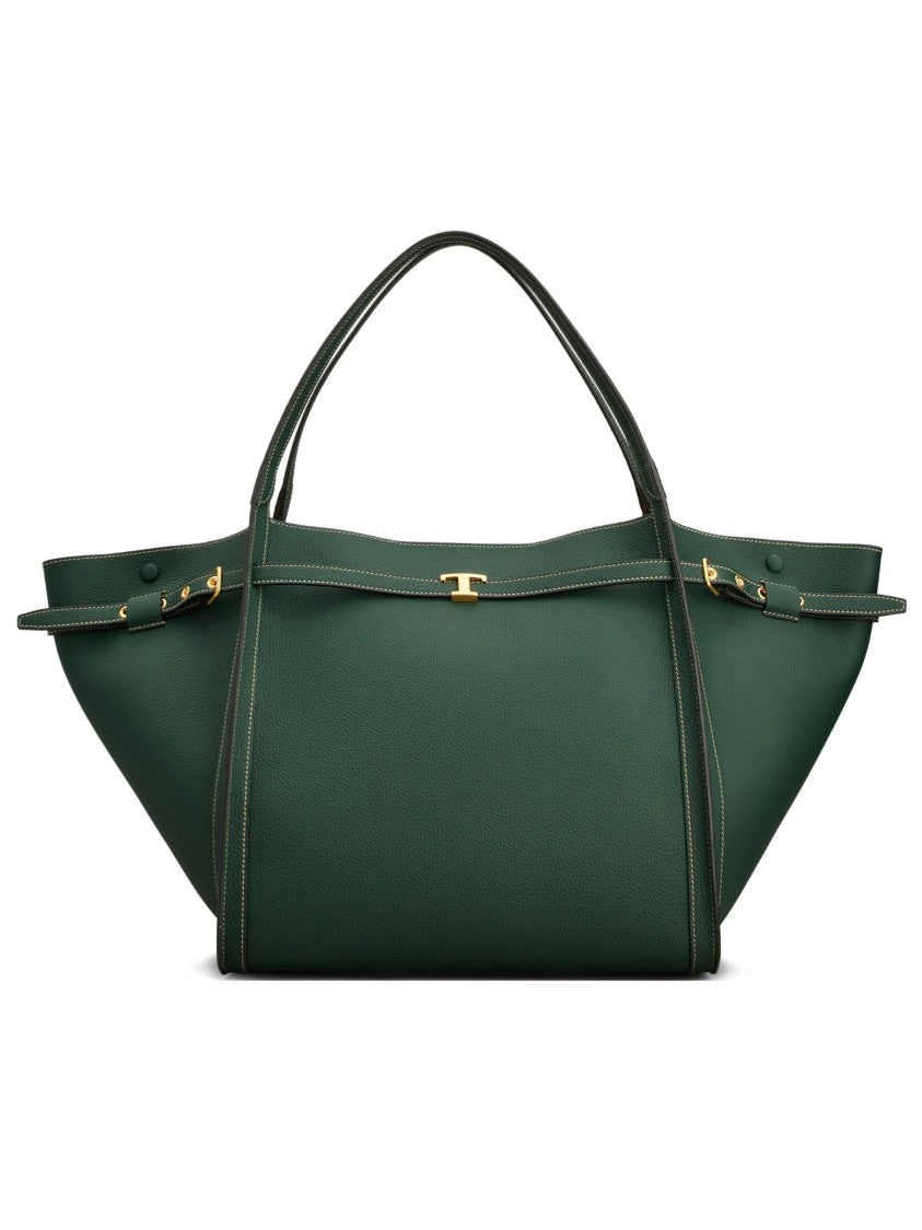 Tod's Deep Green Trapezoidal Leather Shoulder Bag