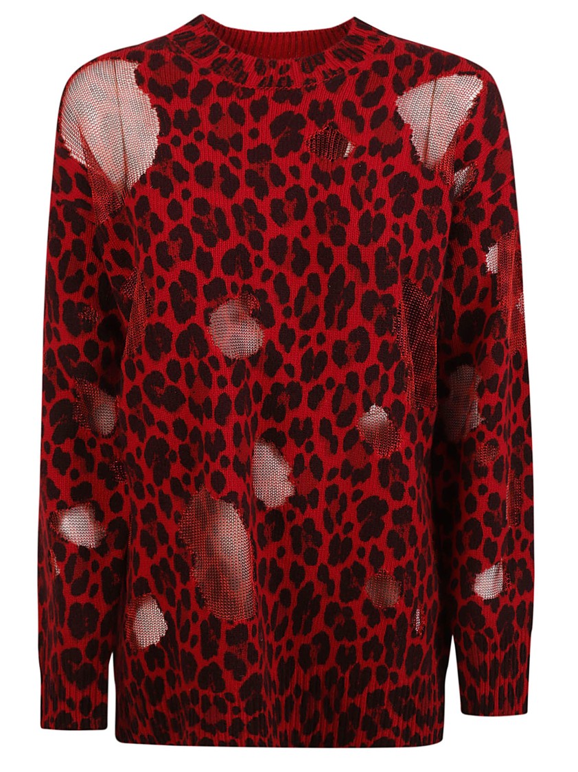 Versace Leopard Print Sweater With Strategic Cutouts