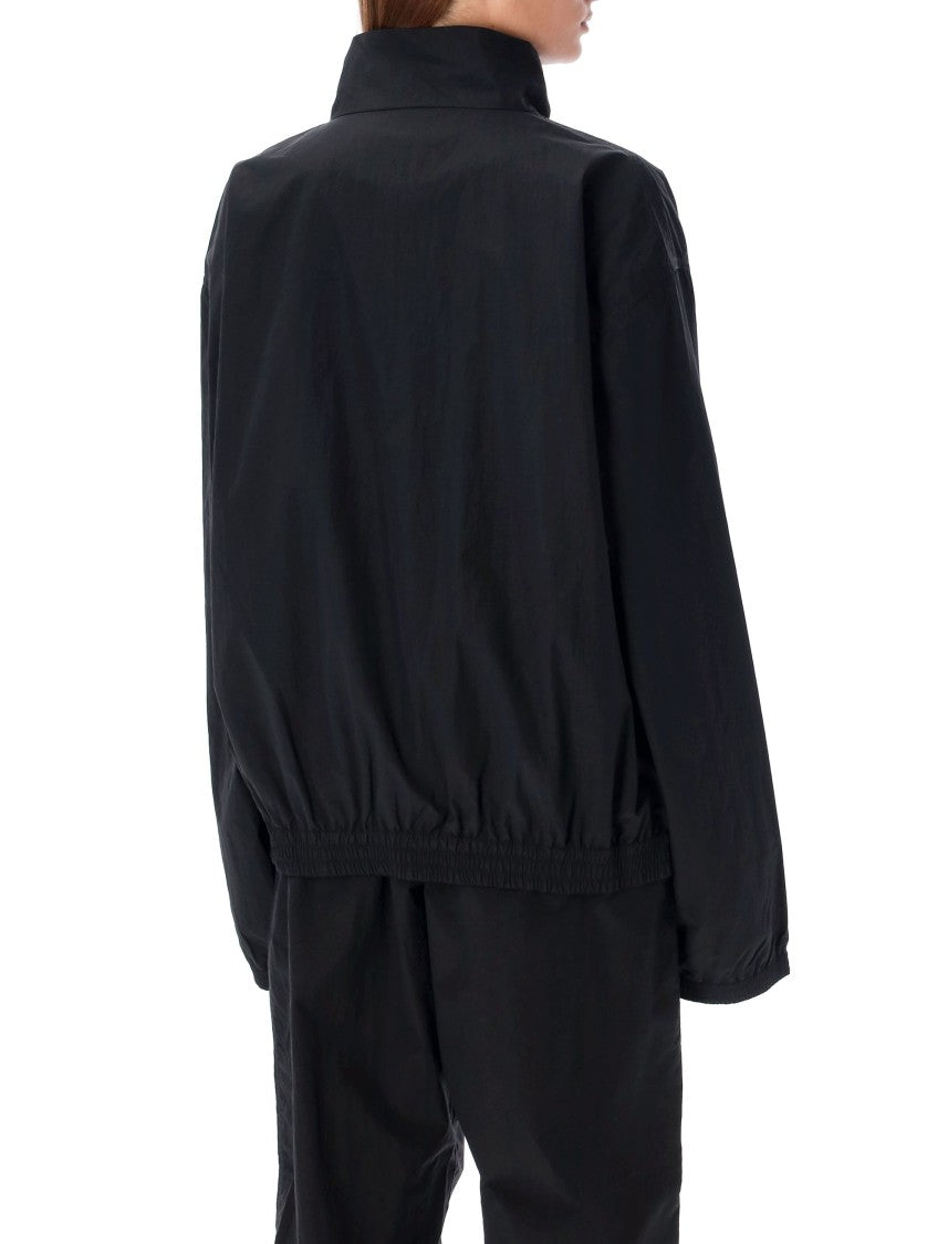 Marine Serre High-Collared Black Nylon Track Jacket
