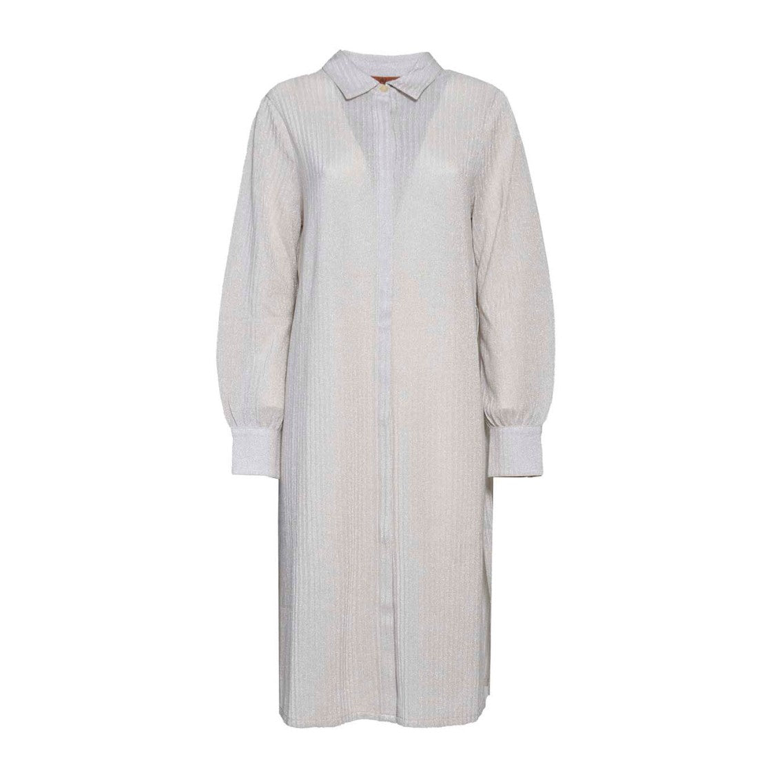 Missoni Beige Lamé Thread Cotton Midi Shirt Dress