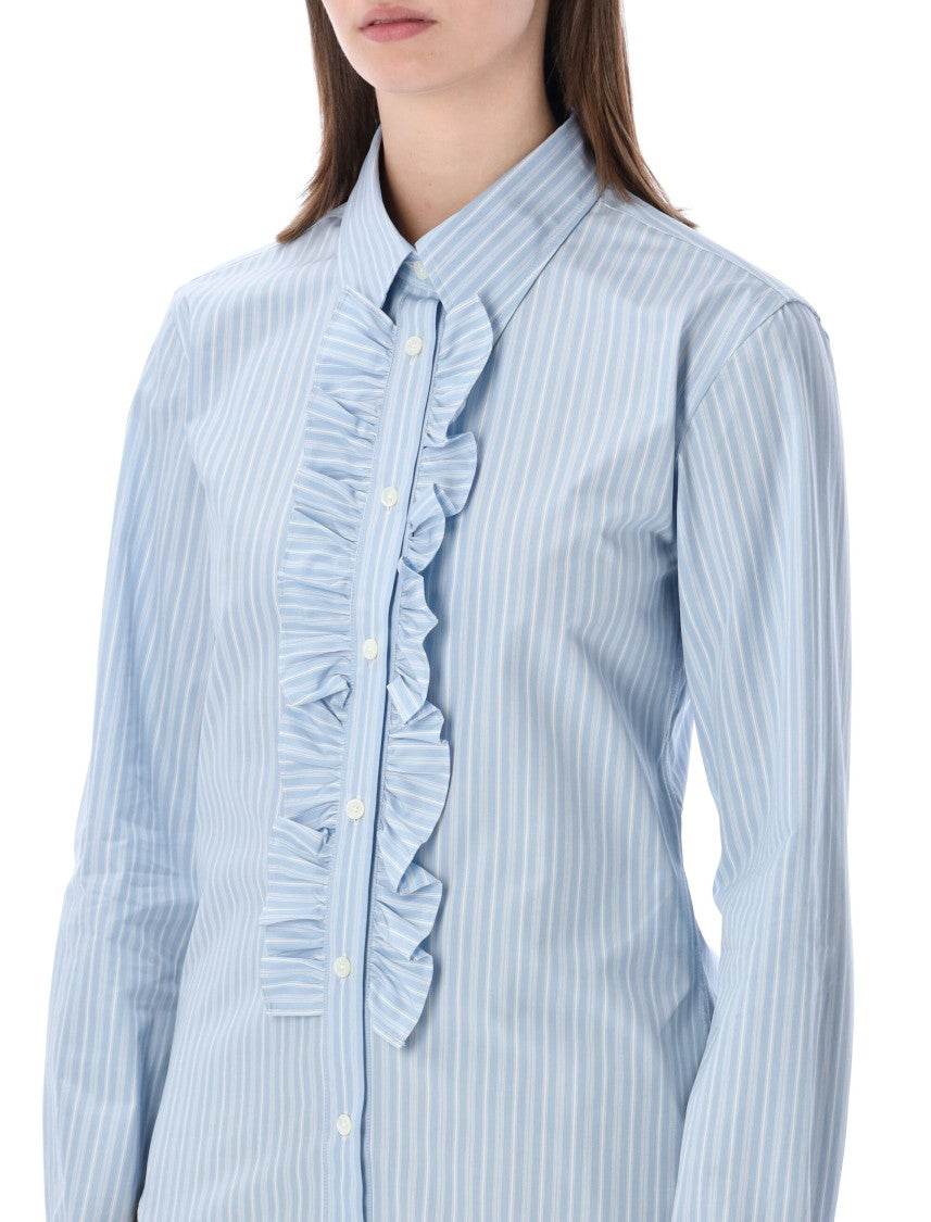 Ami Paris Ruffled Cotton Poplin Shirt