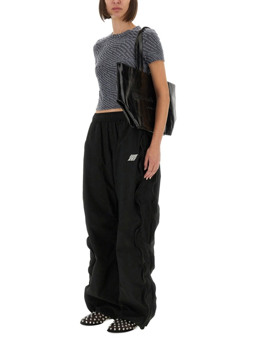 T By Alexander Wang Fitted T-Shirt With All-Over Logo Print