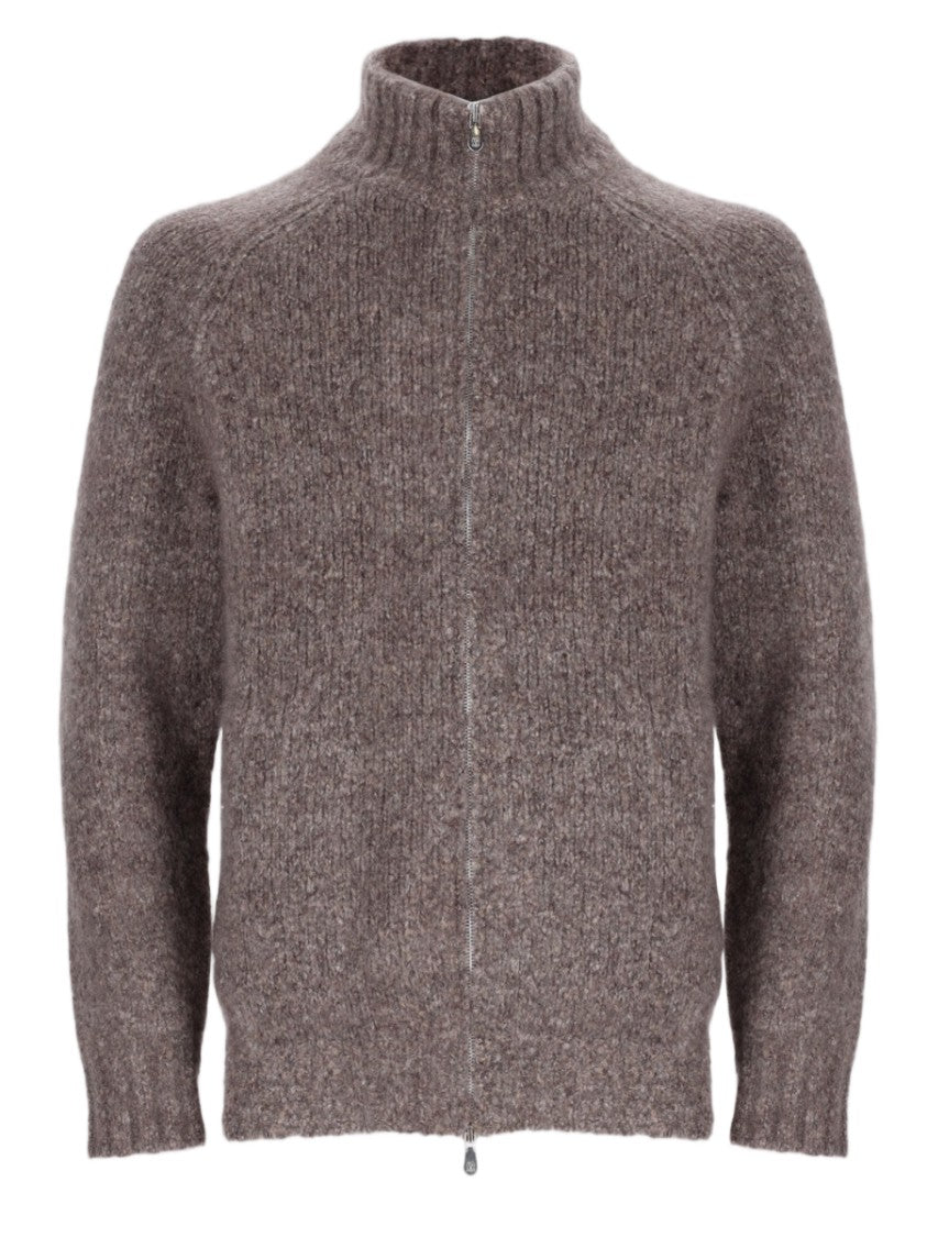 Brunello Cucinelli Textured Cashmere And Silk Cardigan With High Collar