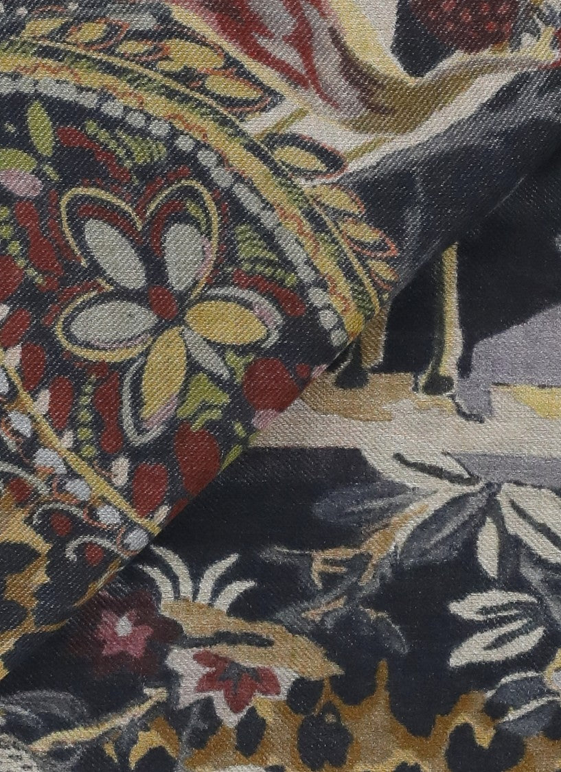 Etro Cashmere Blend Shawl With Intricate Paisley And Animal Print