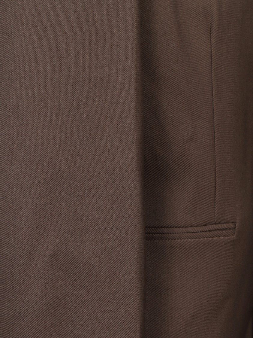The Frankie Shop Oversized Brown Blazer With Padded Shoulders