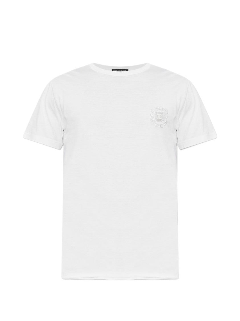 Dolce & Gabbana Black Short-Sleeve Embroidered Crest T-Shirt