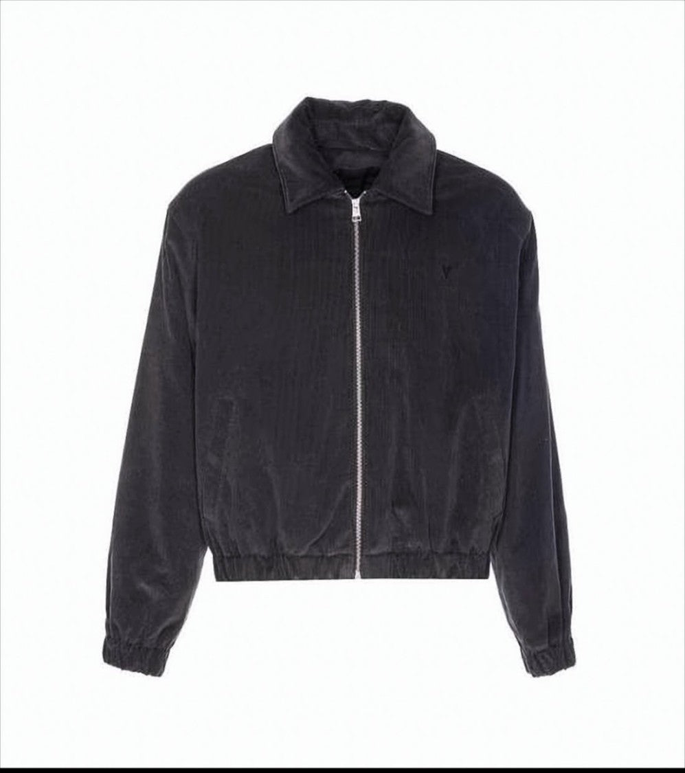 Ami Corduroy Black Jacket With Minimalist Design