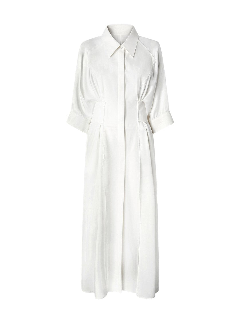 Pinko Long White Shirt Dress With Classic Collar