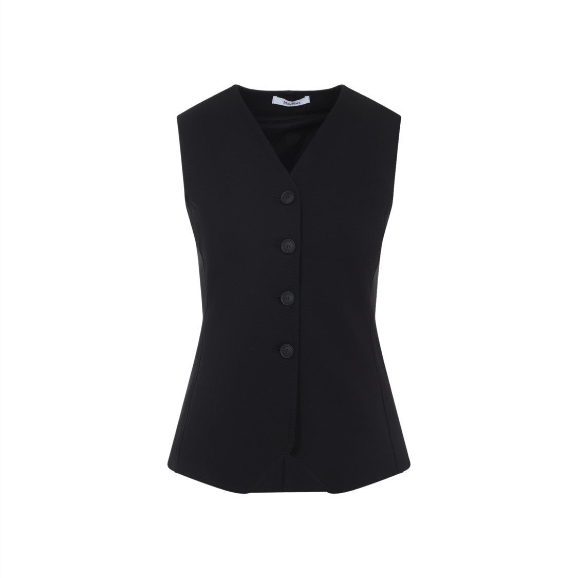 Max Mara Tailored Black Waistcoat With Deep V-Neckline And Button Detail