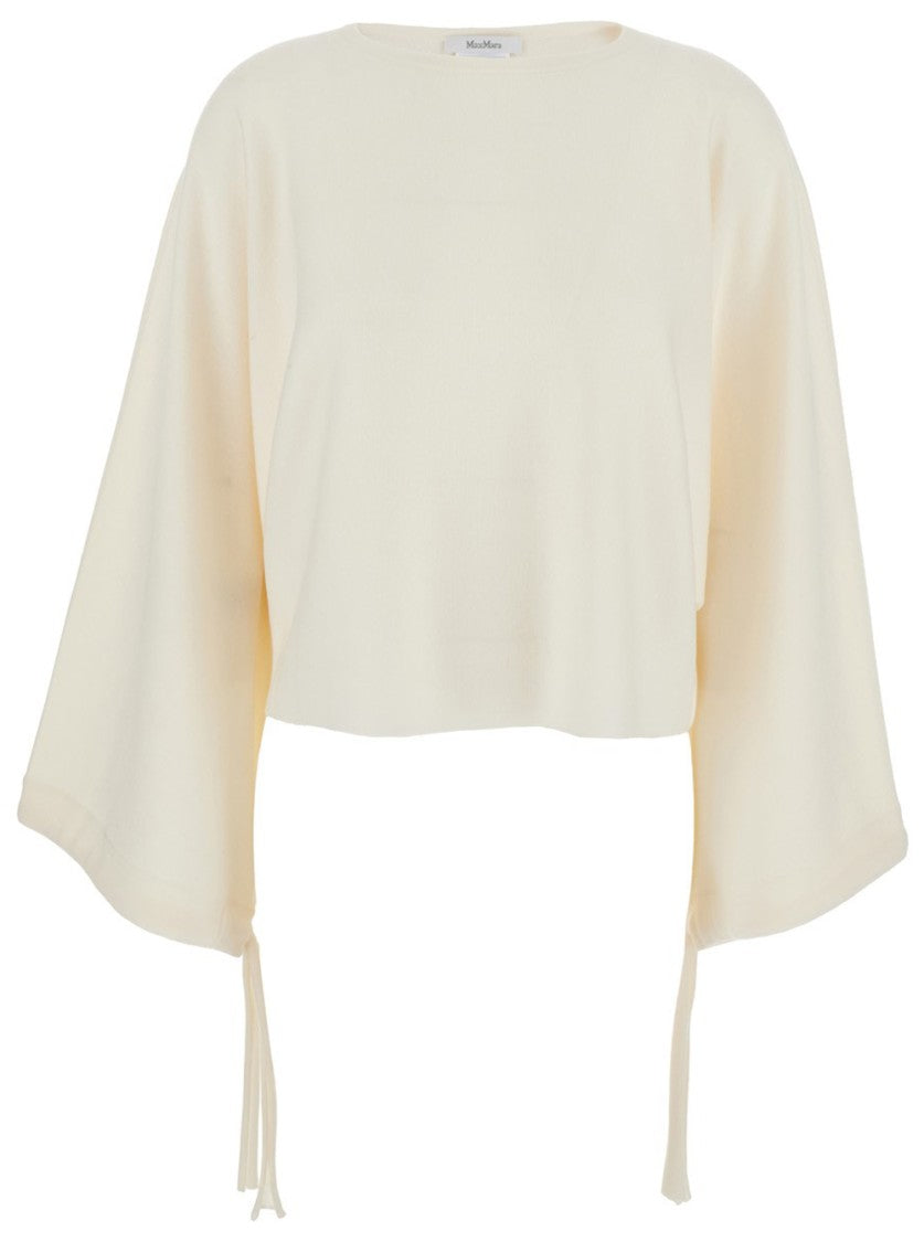 Max Mara Relaxed Fit Fine Wool Sweater With Tied Sleeves