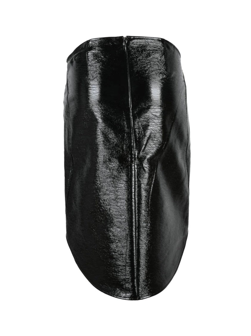 Courrèges Black Cotton-Blend Zip Midi Skirt