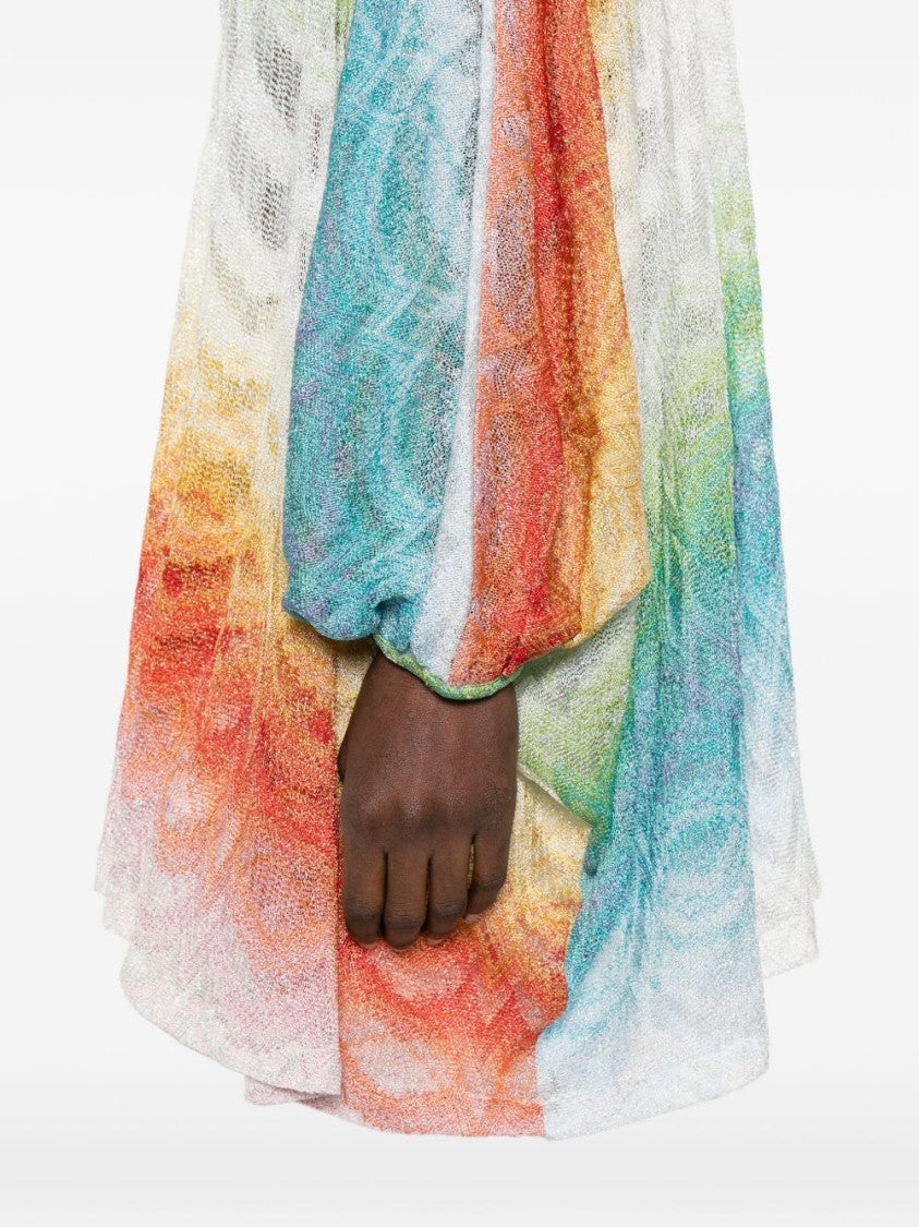 Missoni Gradient V-Neck Long-Sleeved Shirt With Textured Knit