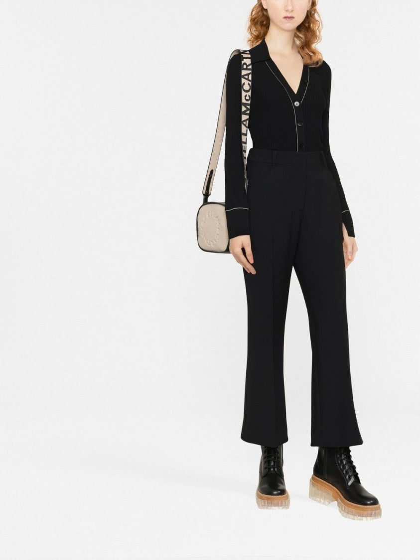 Stella Mccartney Black Trousers Tailored Wide-Leg Fabric Pants