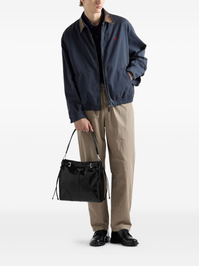 Prada Rectangular Glossy Leather Adjustable Strap Bag