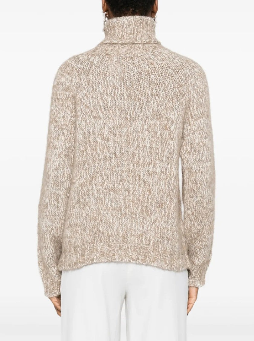 P.A.R.O.S.H. High Turtleneck Knit Sweater With Ribbed Hem And Cuffs