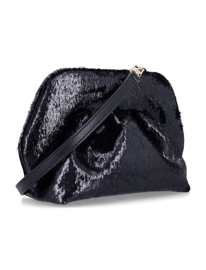 Themoirè Black Bios Small Gathered Leather Clutch