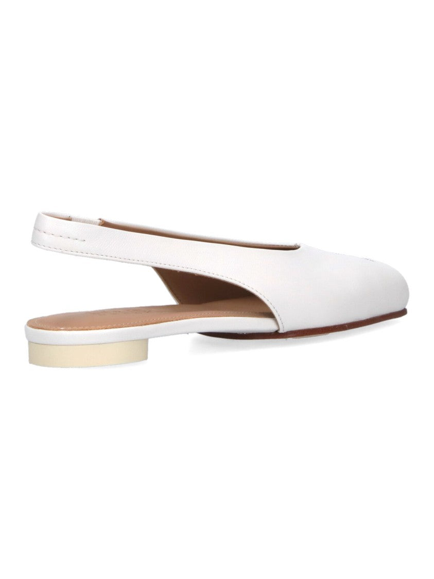 Mm6 By Maison Margiela Slingback Ballerina Flats In Smooth White Goat Leather