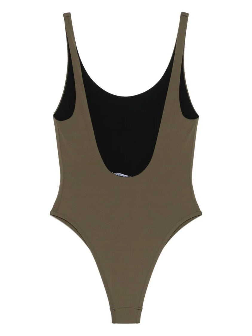 Balmain Green Swimsuit With Rhinestone Logo