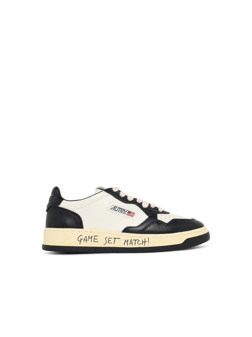Autry 'Medalist Low' Black And White Leather Sneakers