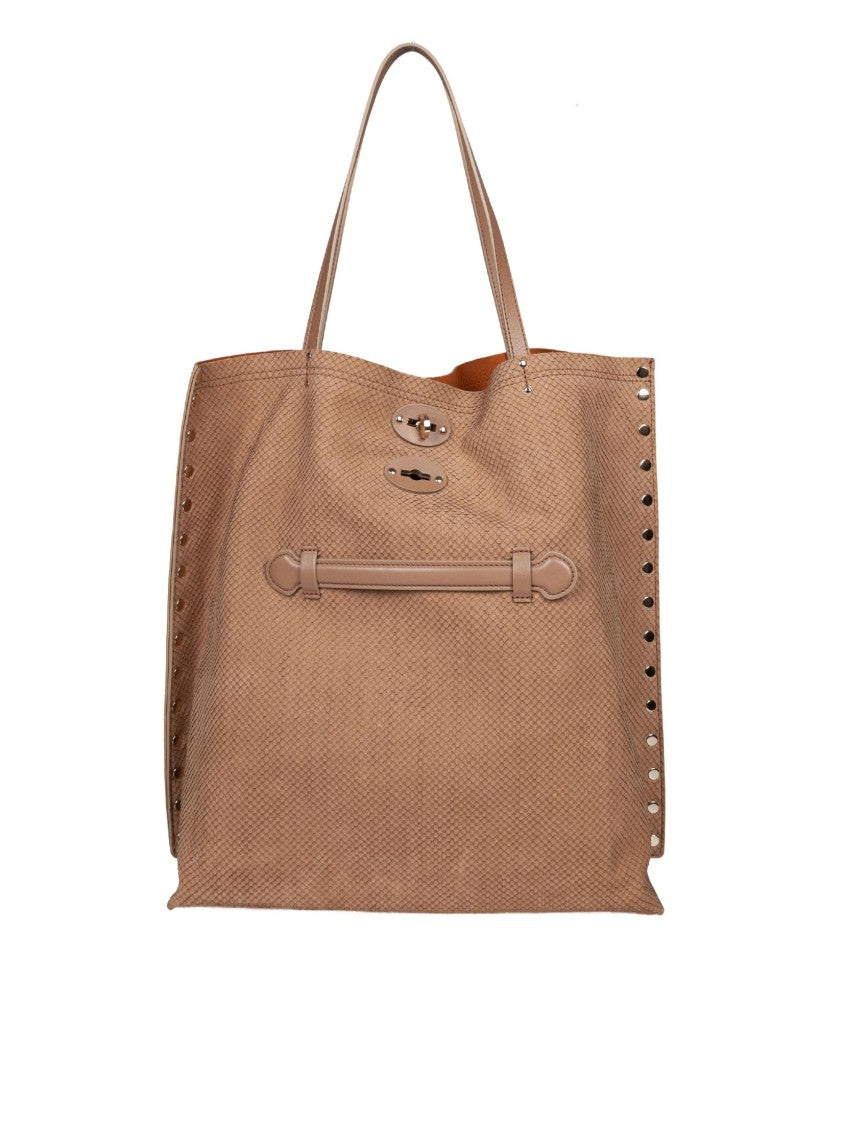 Zanellato Amoretto M Leather Tote Bag, Beige